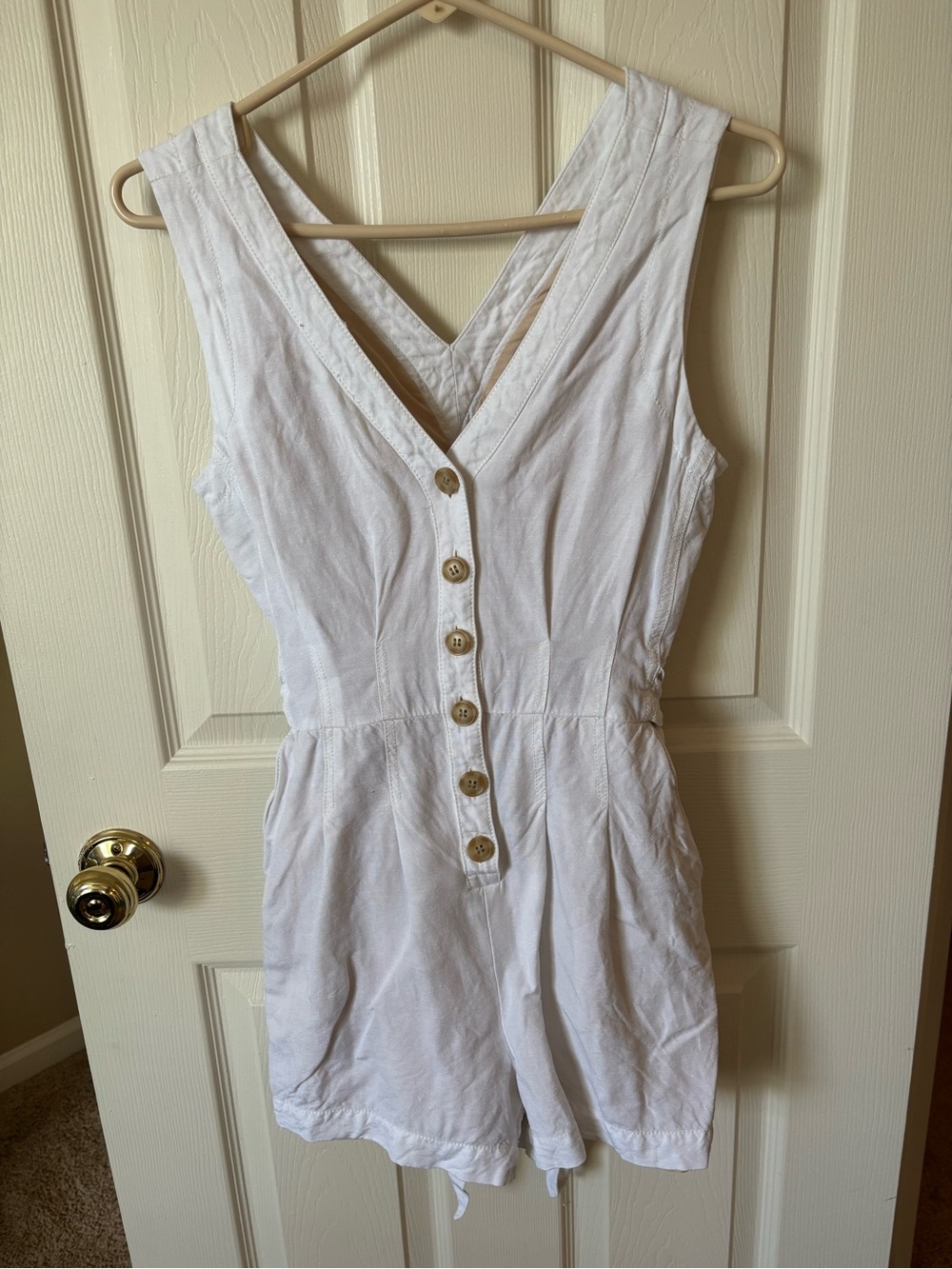 LOFT White Button-Front Sleeveless Bodysuit Romper